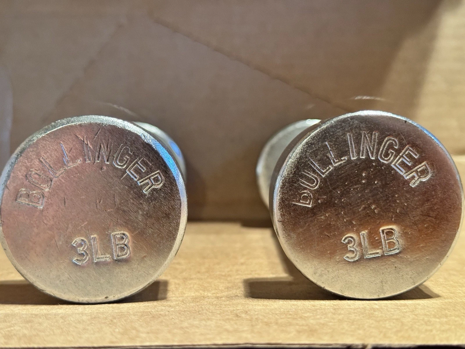 Bollinger Chrome Pair of 3lb Dumbbells 6 lb Total Screw On Adjustable Weights