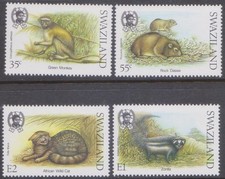 (F349-14) 1989 Swaziland set of 4stamps small mammals (N)  (ACBL0919)