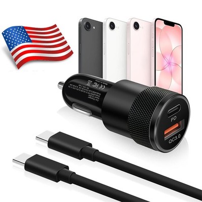 40W Fast Charging Type C USB Car Charger For iPhone 17e 17 16 15 14 13 Pro Max X
