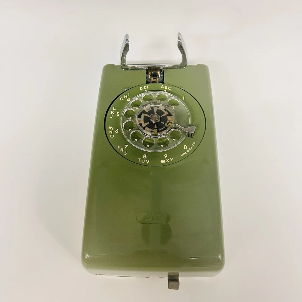 复古 20 世纪 60 年代 70 年代西部电气 554 BMB 旋转墙面电话 绿色 NOS 罕见 BO — 第 3/4 张图片