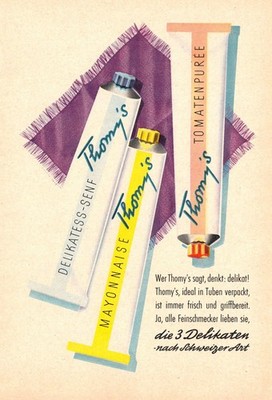 3w8358/ old advertisement from 1958-Thomy's delicacies-Swiss style...