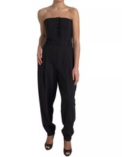 Dolce & Gabbana Black Wool Stretch Strapless Jumpsuit Women's Dress