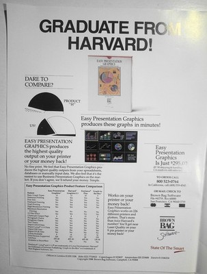 Easy Presentation Graphics, by Brown Bag Software, 1988 Flyer. For IBM PCs.