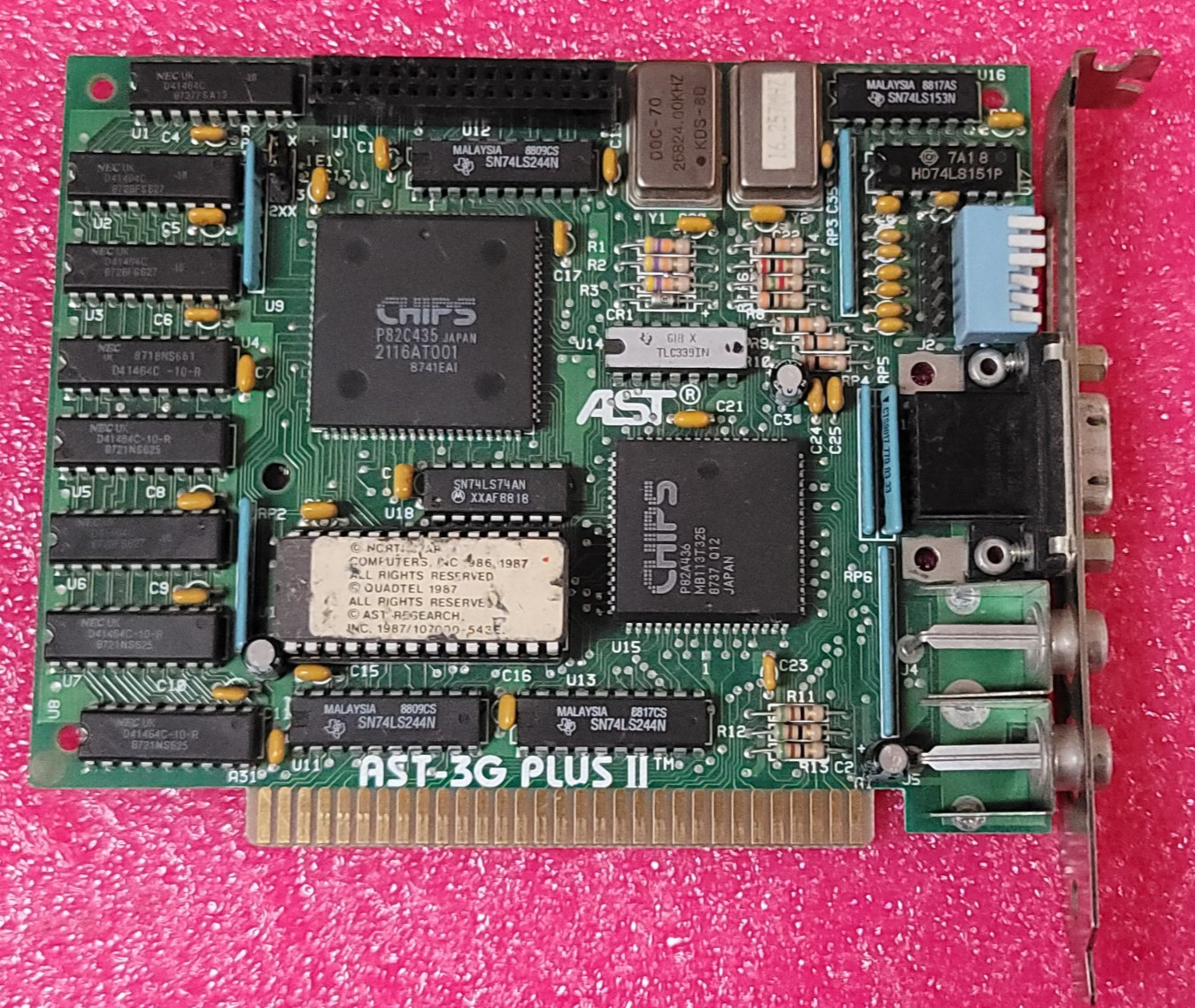 AST 3G PLUS 2 ISA 8 Bits 256KB EGA Video Card for Retro Gaming working #H69