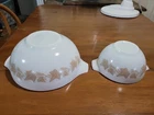 Vintage Pyrex  2 Sandalwood IvyBowls With Handles Set USA