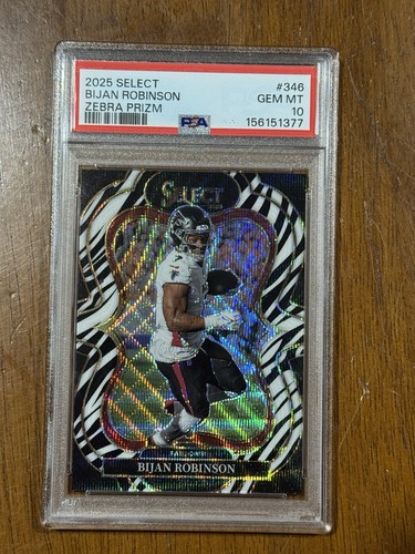 2025 Panini Select Suite Level Bijan Robinson Zebra Prizm PSA 10 Gem Mint POP 1