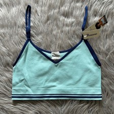 No Boundaries Wireless Bralette Womens Size Large Blue Ribbed Unpadded Bra
