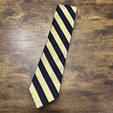 Bert Pulitzer Neck Tie 100% Silk Gold Blue Striped Vintage Made in USA