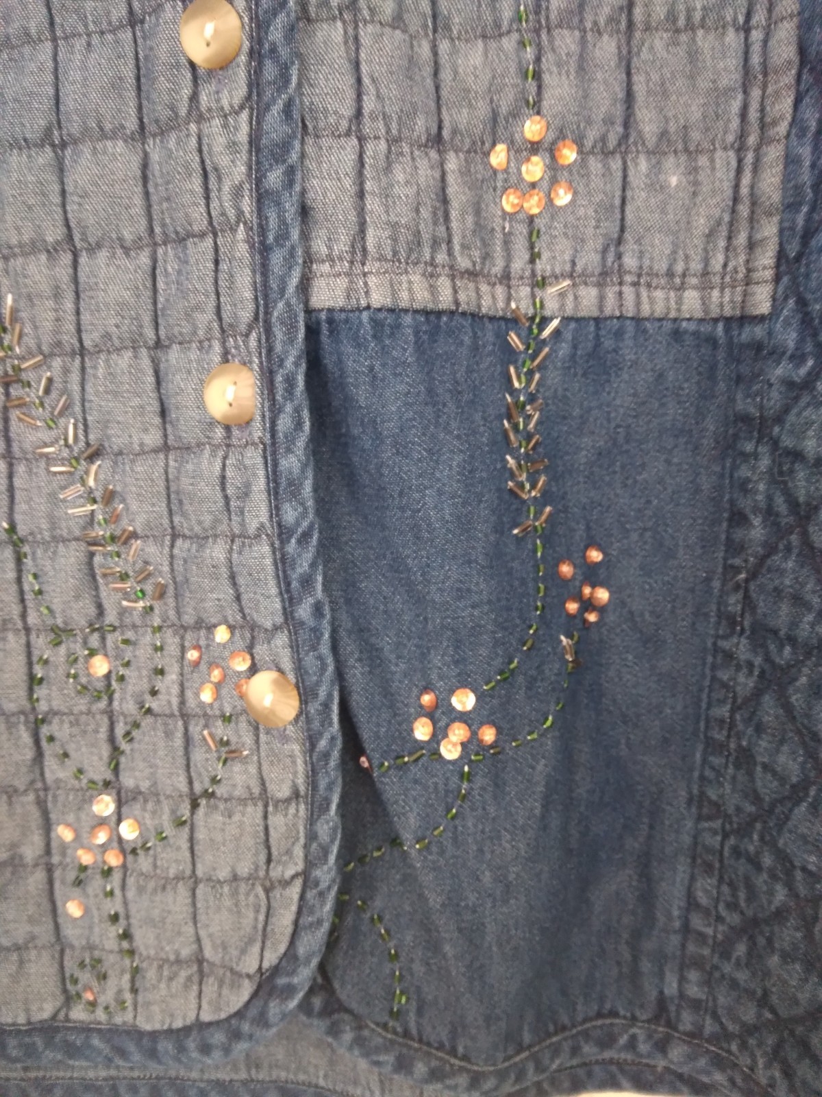 Vtg Vision quilted patchwork denim jacket floral … - image 3