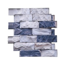 5Pcs 10.6"x10.6" Peel and Stick Backsplash Stone Tile Sticker, Green Gray White