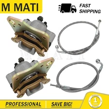 2010-2013 for Polaris Trail Boss 330 Front Brake Calipers & Pads w/ Hose Lines