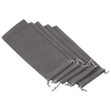 25x10cm Microfiber Pouch, 5Pcs Soft Storage Drawstring Gift Bag, Gray