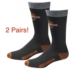 Harley Davidson Socks, Men’s Large, 2 Pair NEW! Made In USA Slightly Irregular