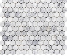 80 pc Marble Hexagon Mosaic Tile Sheet 12x12 Mesh Mounted Polished White/Gray