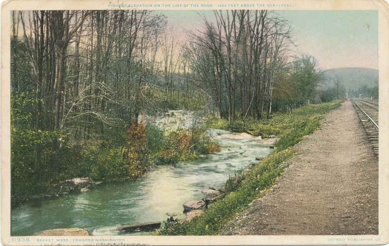 towards Washington  BECKET, MA postcard w/ N. ATTLEBORO DUPLEX CANCEL 1908