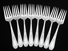 1927 PAUL REVERE COMMUNITY ONEIDA SET OF 8 SALAD FORKS DECORATED PLUS BONUS