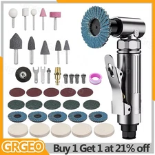 90° 1/4" Right Angle Grinder Polisher Air Die Grinder Sander Kit Grinding