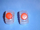 SALT & PEPPER ANTIQUE chickens? GLASS with RED TOPS  1 1/2" tall EXCELLENT — photo 2