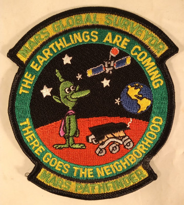 JPL NASA Mars Global Surveyor Pathfinder Patch Green Martian Iron-On Embroidered