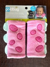 On The GOLDBUG Pink Dino Animal Plush Strap Covers for Baby Car Seat, Stroller