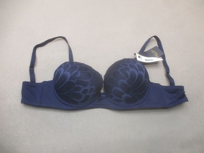 NWT 34B Rachel Roy Womens Blue Lined Underwired Back Closure Push Up Bra 10R
