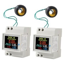 2Pack Single Phase Energy Meter Din Rail Electricity Usage Monitor External CT