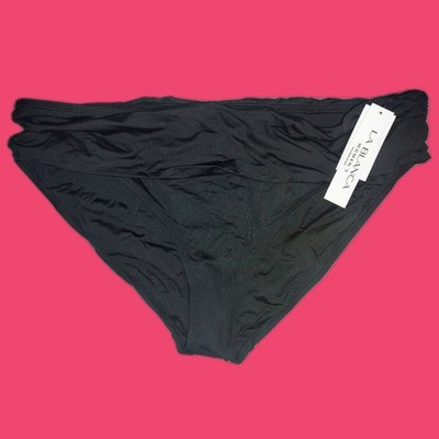 NWT La Blanca Island Goddess Ruched Band Hipster Bottom Size 18W Black Curvy
