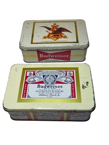 Vintage 1970's Anheuser-Busch BUDWEISER Hinged Tin/Metal Box Lot READ
