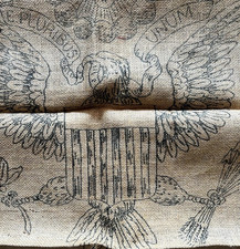 Vintage Heirloom Rugs American Eagle Patriotic Welcome Burlap 39  X 27  Hooking