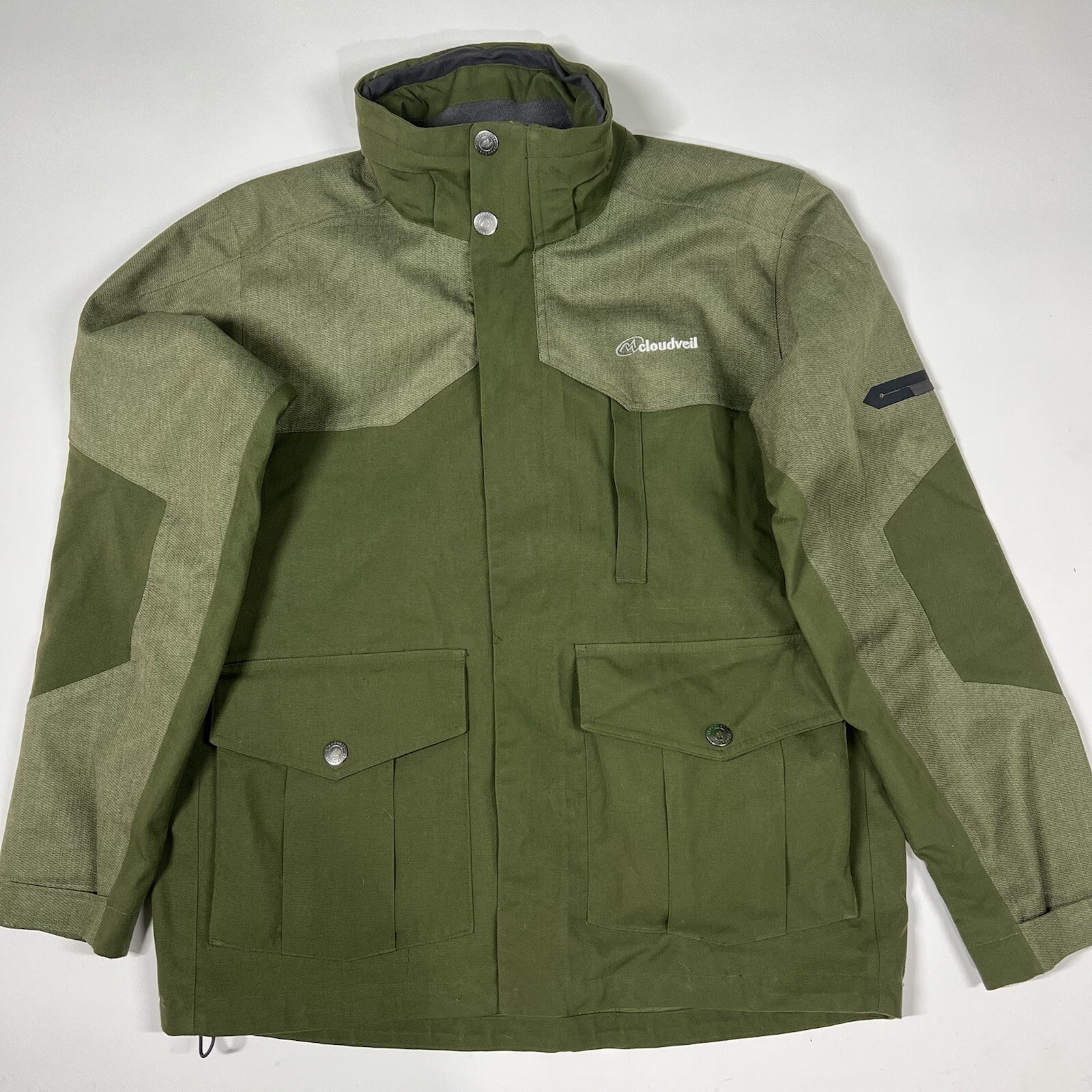 Cloudveil Ski Jacket Mens Medium Green Snow Skirt W Hood Pit Zips