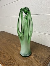 Vintage Hand Blown Vase Studio Art Glass Large 14.5  Fused Folded Swung Stretch