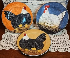 Set of 3 Sakura Oneida Warren Kimble Hen Chicken Plates Henny & Penny 8"