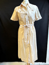 Harrods vintage dress 100% Cotton shirt dress Safari style. Tie belt
