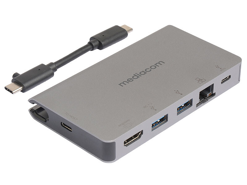 Mediacom MD-C315 Adattatore USB-C to HDMI/2*USB3.0/GLAN/USB-C