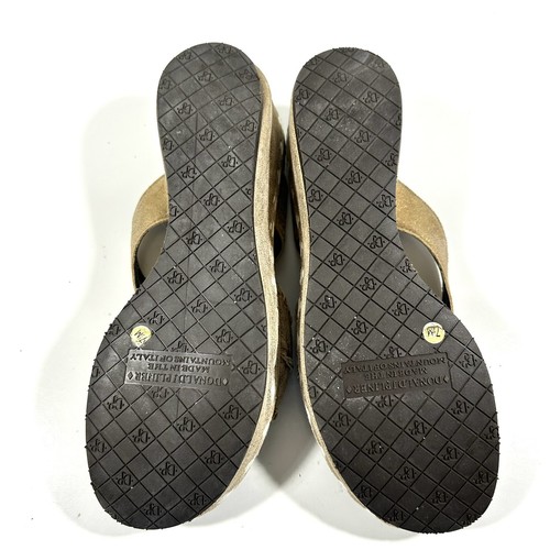 Donald J Pliner Women's SYSTEM Brown Leather Wedge Slides Sandals Size 7.5M - Picture 8 of 10