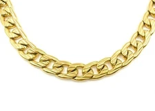 11mm Cuban Link Necklace Gold Plated Stainless Steel Men n62