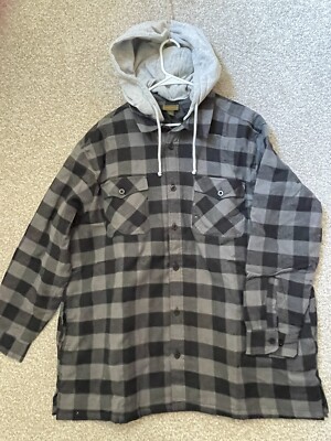 Boulder Creek Men s Gray Plaid Removeable Hood Long Sleeve Jacket Size 2XL Big