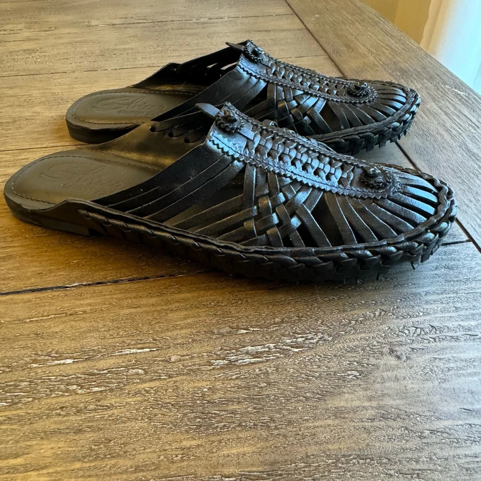 Sbicca винтажный из черной кожи сплетенные шлепанцы сандалии женский размер 7 Avadi новый с коробкой - Изображение 3 из 4