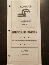 Conrail Harrisburg Division Employee Timetable No. 8 January 1 1995