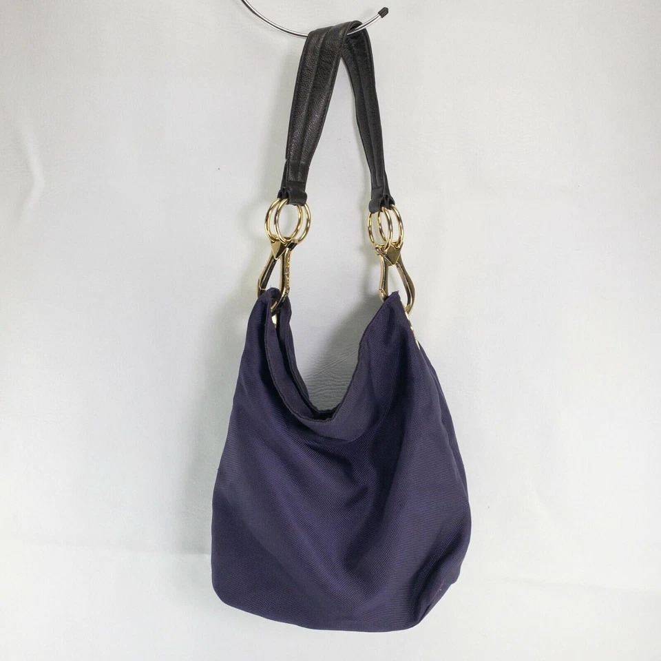 Bolso de hombro JPK Paris 75 Hobo Bucket para mujer púrpura nailon correa de cuero Foto 2 de 4