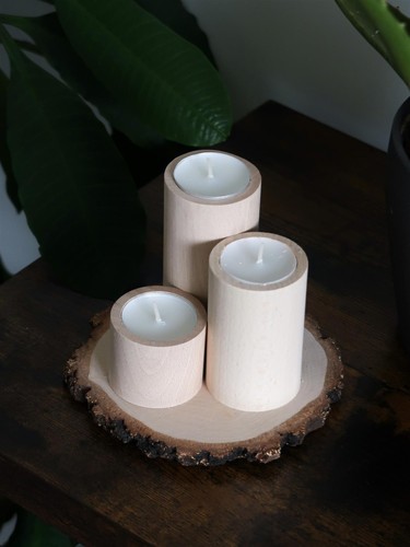 Round Traditional Beechwood Tea Light Candle Holders / Decorative / Unpainted - Picture 3 of 46