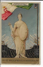 Italian Art Military Postcard 43o Reggimento Fanteria Forli 1910