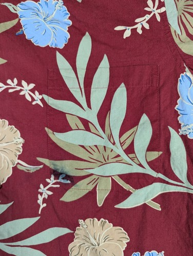 Reyn Spooner Shirt Mens Medium Red Tan Hawaiian Short Sleeve Button Up Floral - Picture 5 of 10