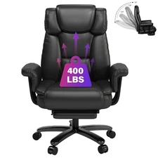 Big and Tall  Office Chair Ergonomic Leather Computer Desk Chair with Footrest