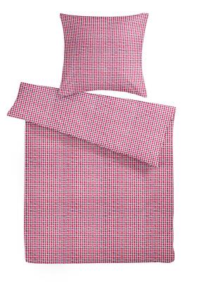 Seersucker Bettwäsche 135x200 Sommer Bettwäsche Bügelfrei Bettbezug Rot kariert