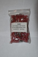 22-18awg Red, .250 Male Quick Disconnect, Vinyl, 100pk