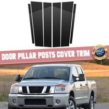 Kit For Nissan Titan Crew Cab 2004~2015 Glossy Black Pillar Post Door Trim Cover
