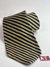 Brooks Brothers Makers Repp Tie Woven in england made in USA Gold/Blue 58"x3.75"