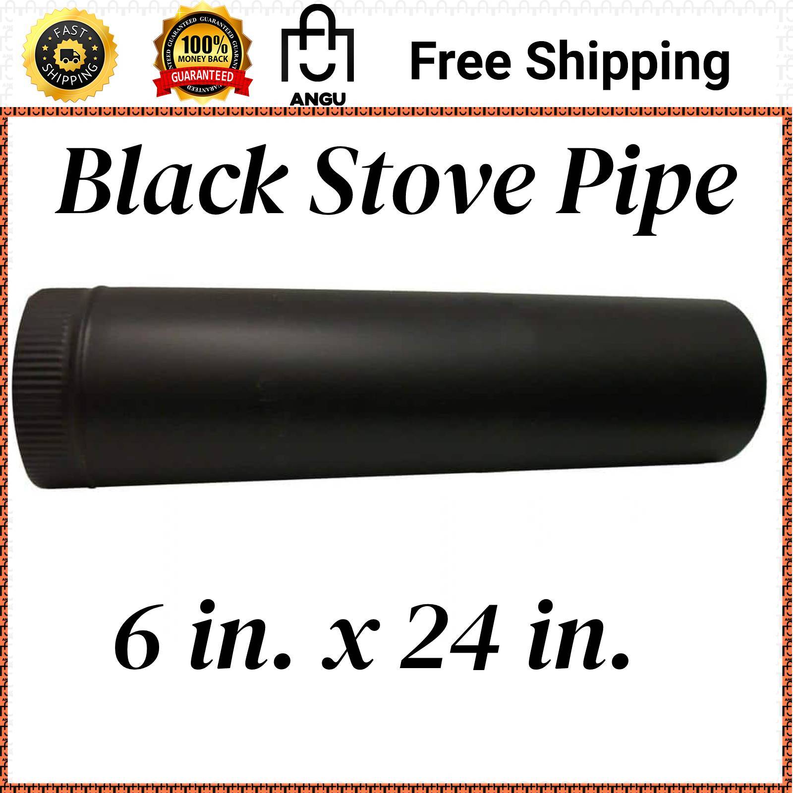6 Inch Dia. Black Wood Stove Pipe Snap-Lock Design Single Wall 24 Gauge  Steel 50206029312 | eBay