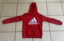 Unisex Adidas Red And White Fleece Hoodie Size 9-10 Years - Only Worn To Try On